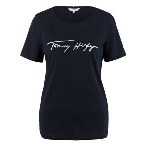 Футболка женская Tommy Hilfiger WW0WW28292 синяя XXS в Снежная Королева